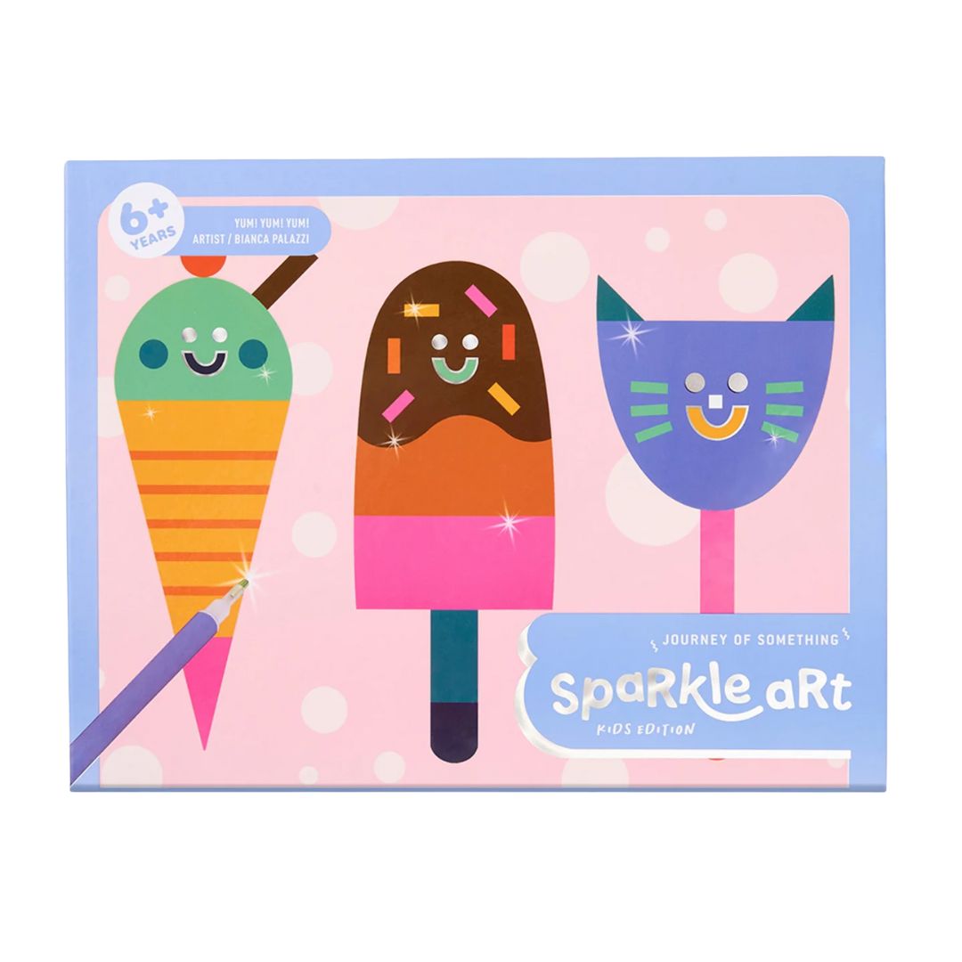 Children's craft kit with colorful beads and tools on a pink background