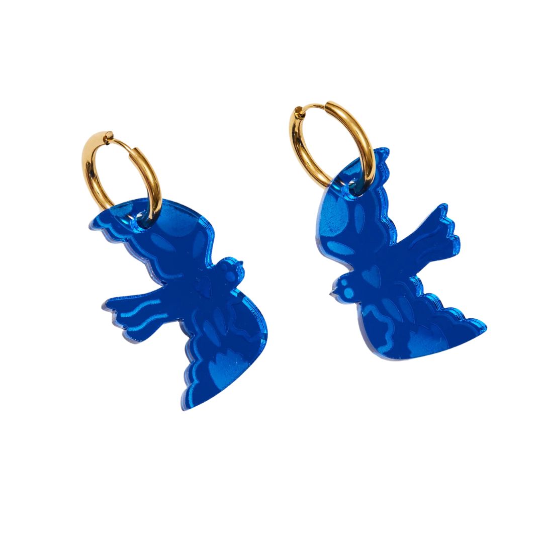 Large Bird Earrings - Cobalt