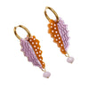 Leaf + Bead Earrings - Tan / Lilac