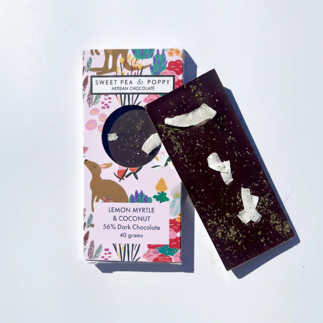 Lemon Myrtle & Coconut Dark Chocolate Bar