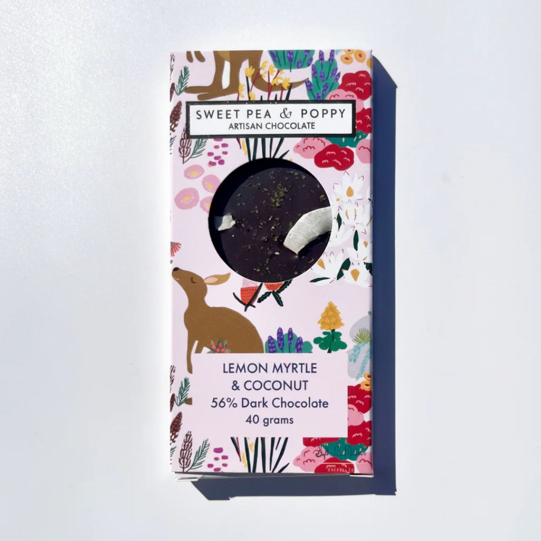 Lemon Myrtle & Coconut Dark Chocolate Bar