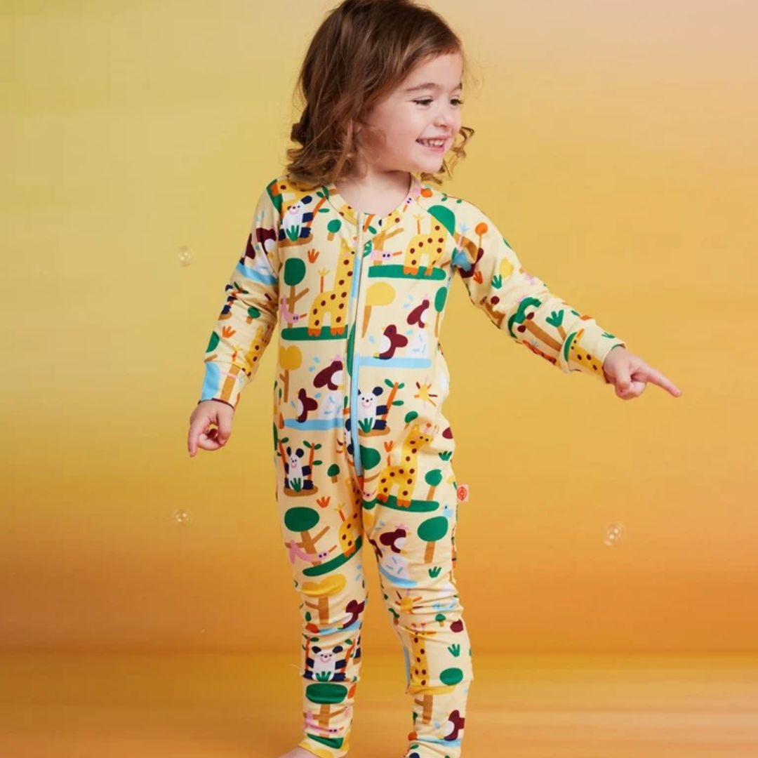 Long Sleeve Zip Romper - Zoo Crew
