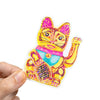 Maneki-Neko Glitter Sticker (Green)