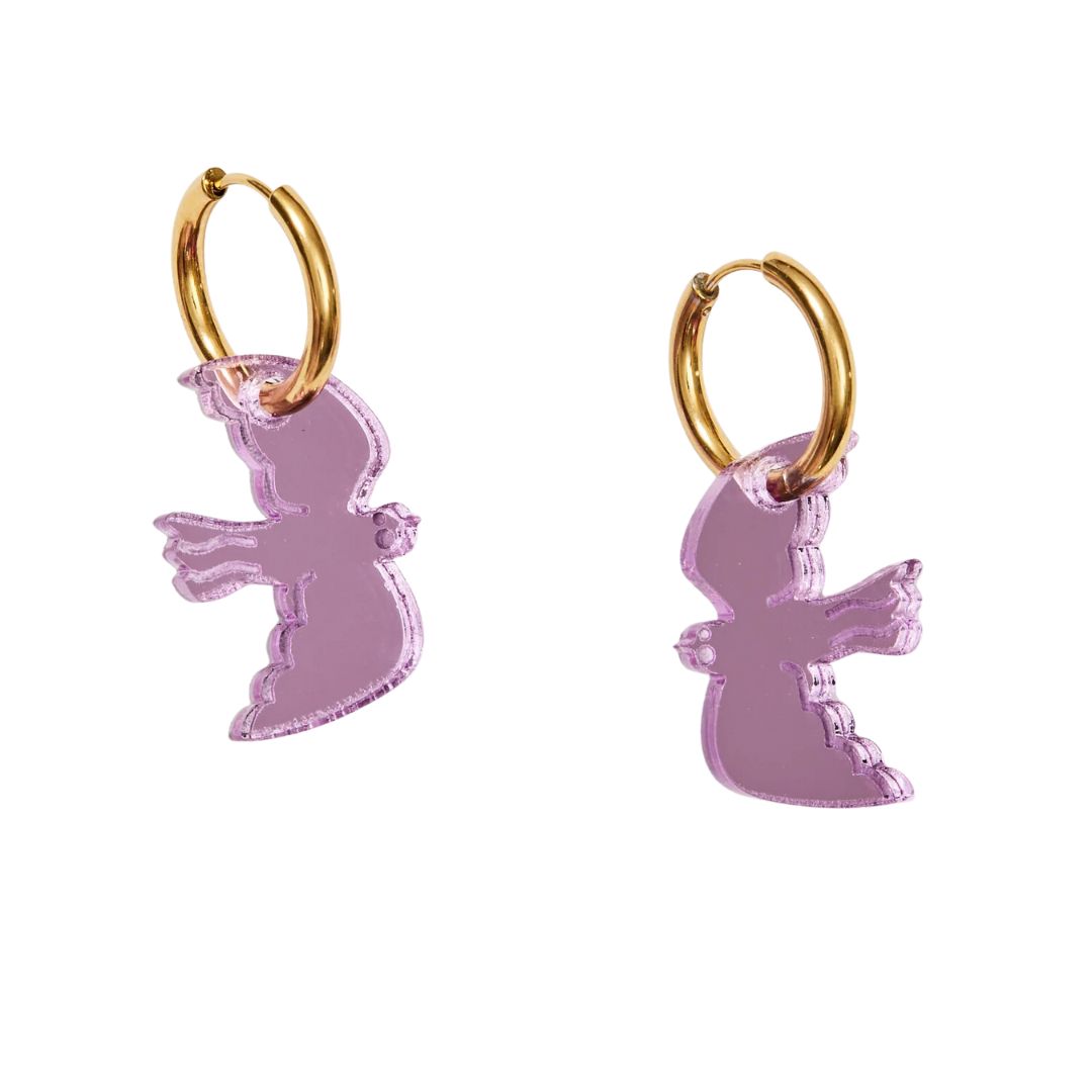 Mini Bird Earrings - Lilac