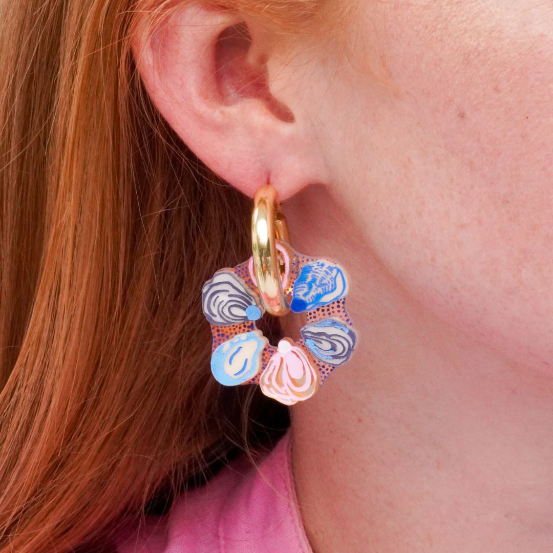 Oysters Hoops ~ Gold Thick Hoop