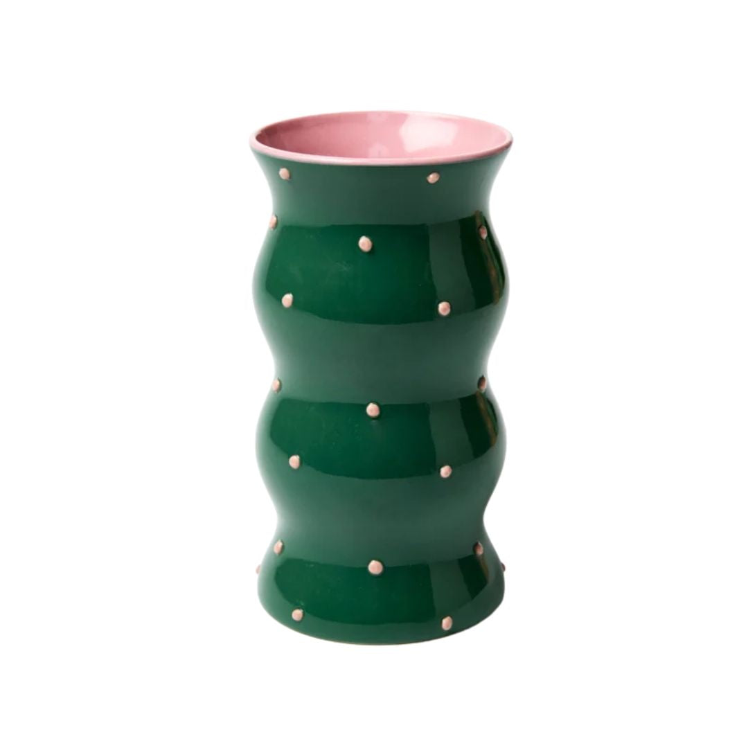 Palma Green Pink Dotty Vase
