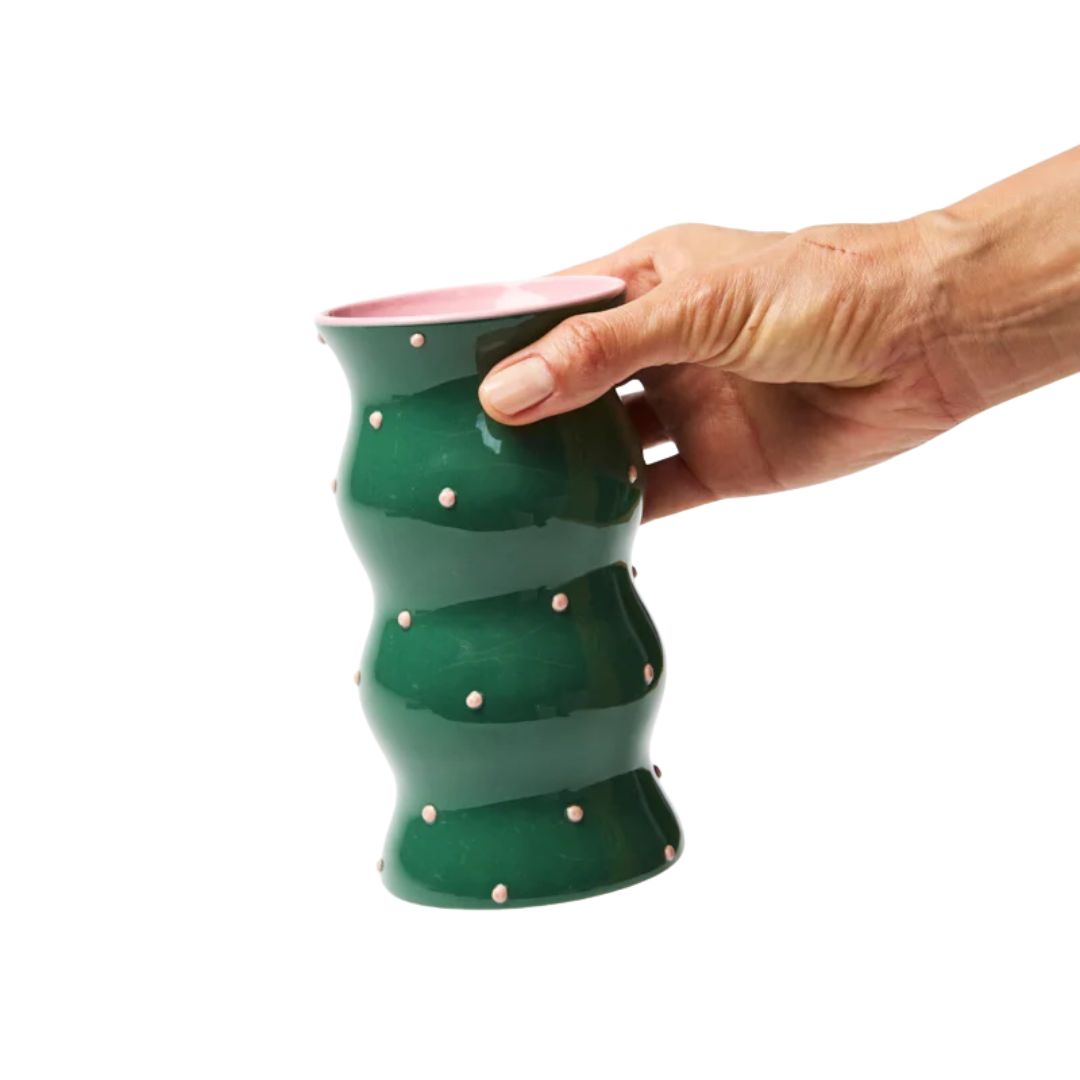 Palma Green Pink Dotty Vase