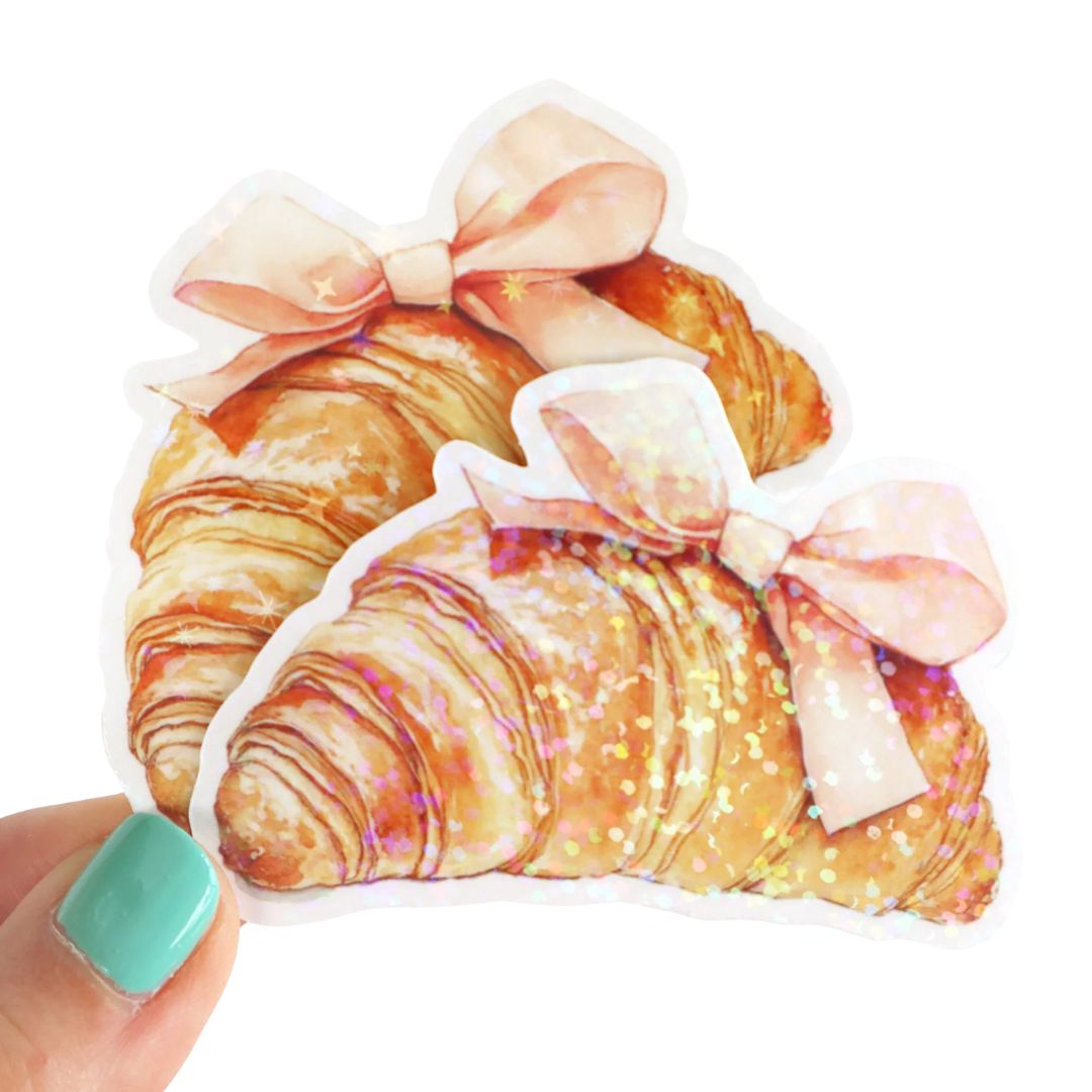 Pretty Lil Croissant Glitter Sticker