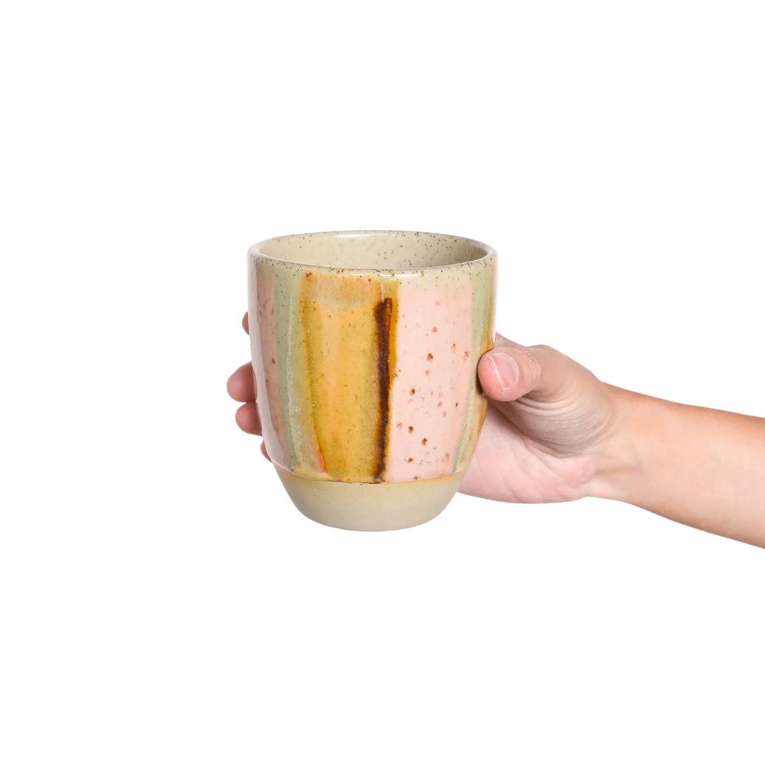 Reusable takeaway cup ~ Earthy Retro Stripe 12oz
