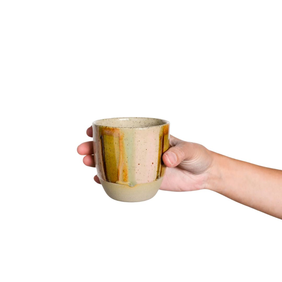 Reusable takeaway cup ~ Earthy Retro Stripe 8oz