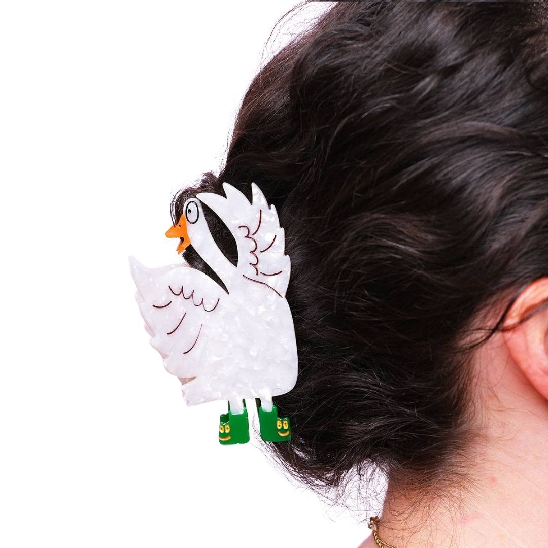 Silly Goose in Boots Hair Claw Clip