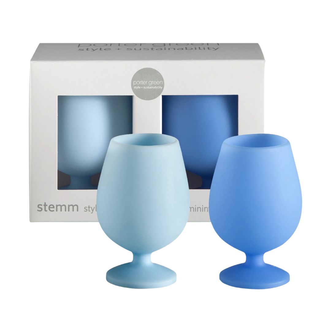 Sky + Kingfisher | Stemm | Silicone Unbreakable Wine Glasses