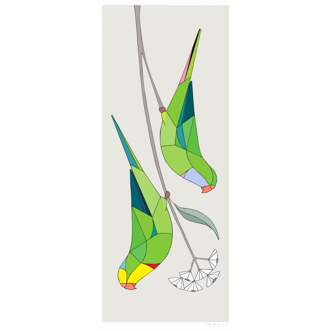 Superb Parrots - Framed in Tasmanian Oak