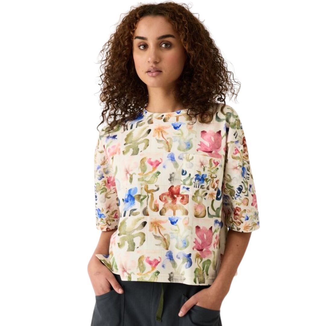 Tasmin Boxy Tee - Watercolour Collage