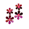 Twin Daisy Chain Earrings -Magenta Watercolour