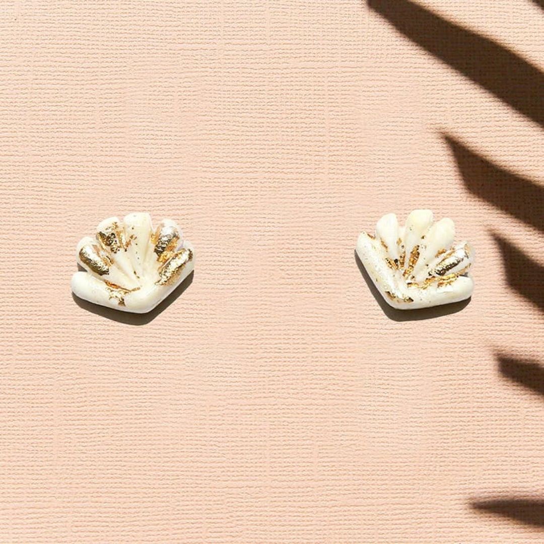 White Shell Studs