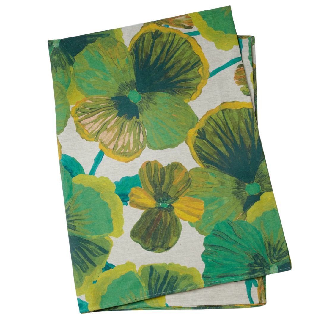 Wild Pansy Verde Tablecloth