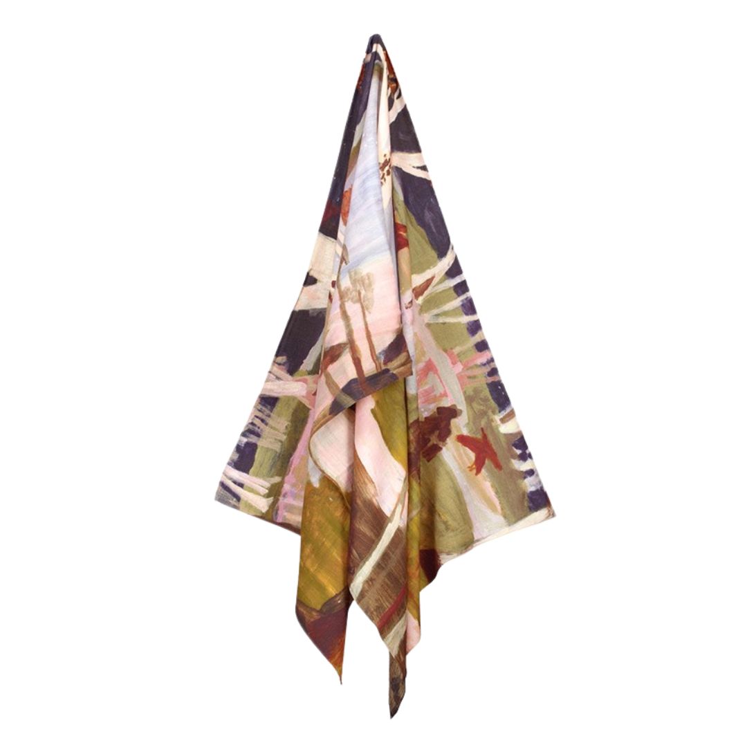 Wool Long Scarf - Night Herons