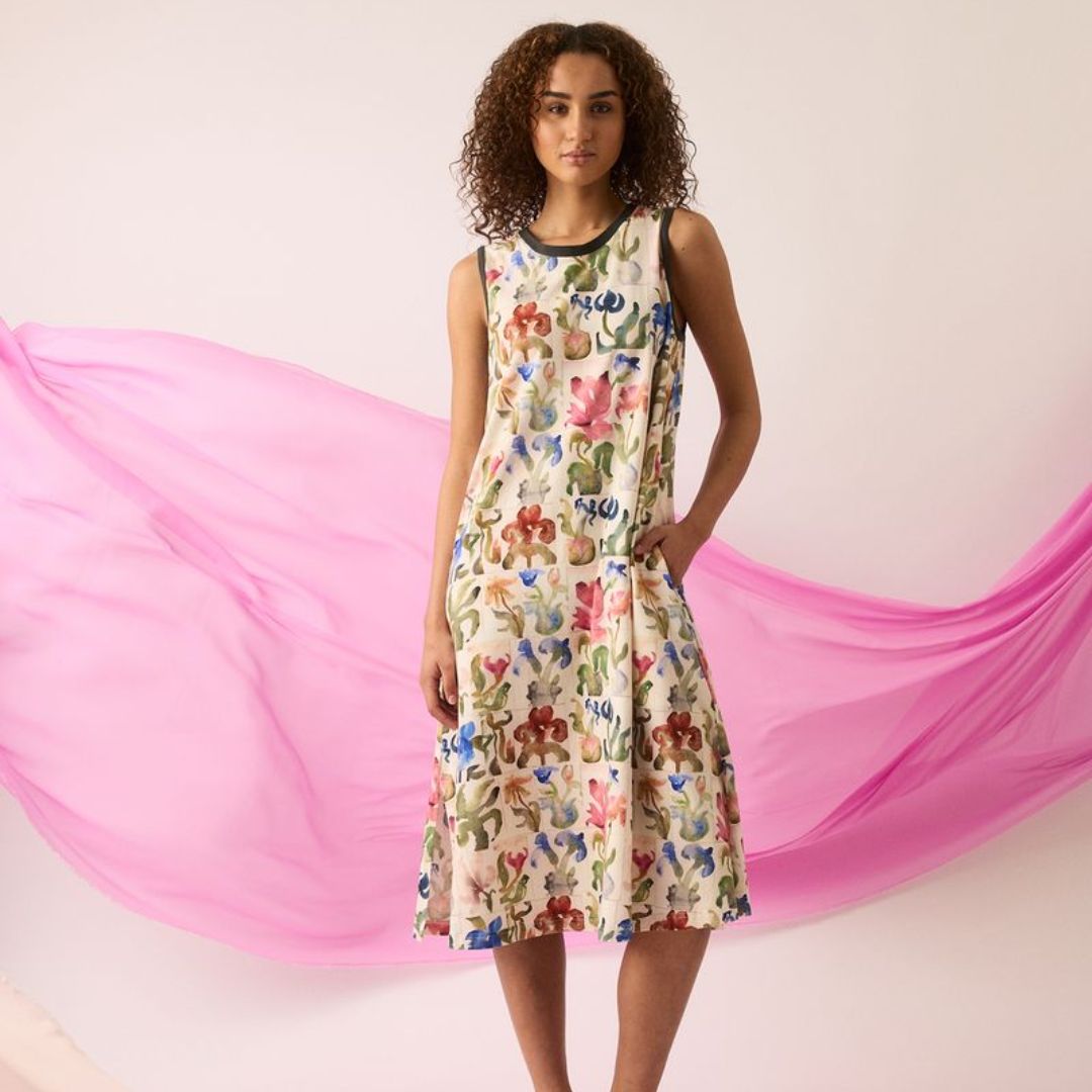 Wren Tank Dress - Watercolour Collage