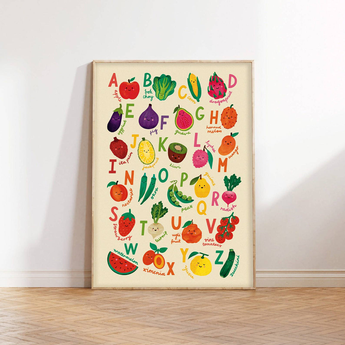 Fruit + Veg A-Z Alphabet Print: A3