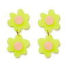 Jolene double flowers Earrings // Neon Yellow with Pale Pink