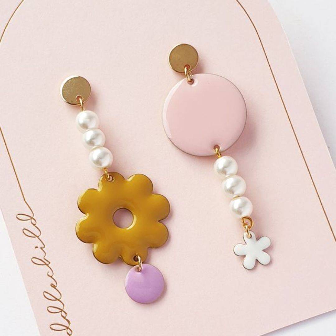 Cousins Earrings- Chartreuse/Pink