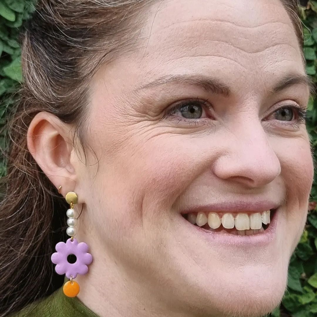 Cousins Earrings- Lilac/Avocado