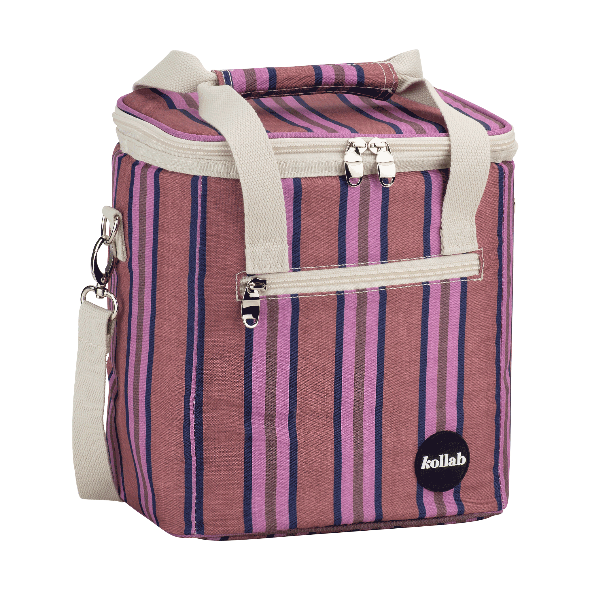 The ultimate lunch box in a unisex mulberry coloured fabric from Kollab