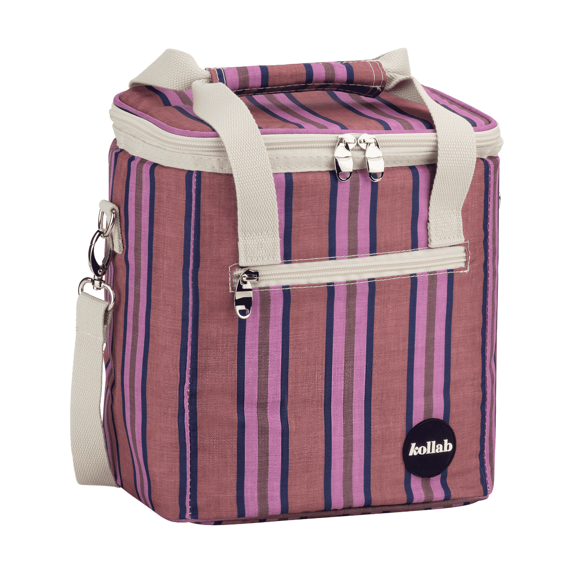 The ultimate lunch box in a unisex mulberry coloured fabric from Kollab
