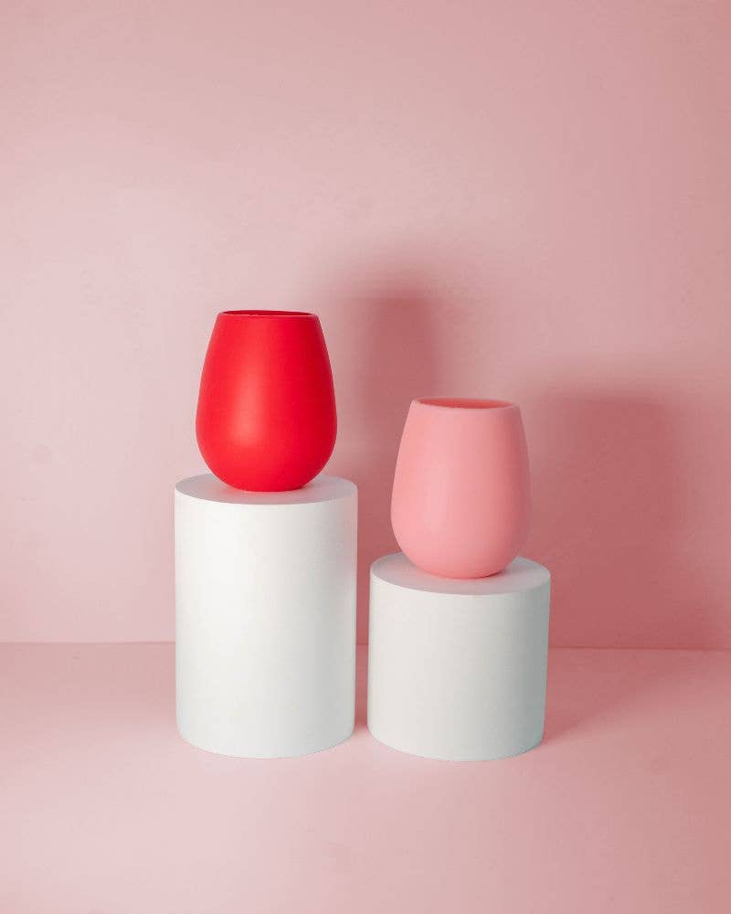 Colour every experience with cherry + blush silicone 'fegg' tumblers by Porter Green.