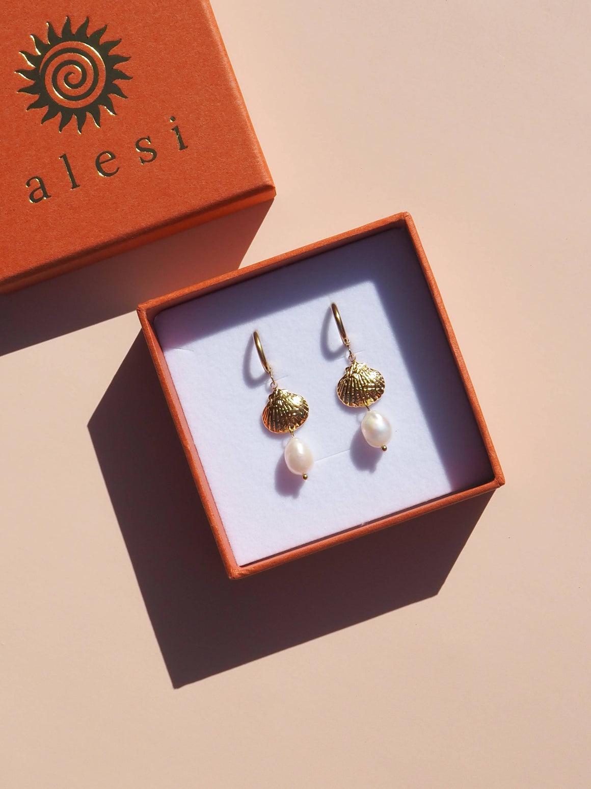 Pearl Shell Hoop Earrings