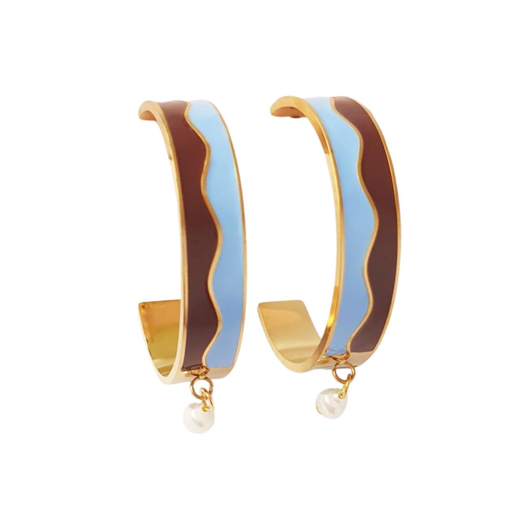 Meridian Hoops-Chocolate/Blue