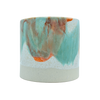 Rhiannon Gill Ceramics -Planters have been made using a speckled white clay.  Glazed in a glossy speckled white under a green, vibrant orange and a soft orange.  Approximately 13 cm wide x 14 cm high