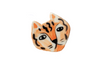 Togetherness design -The Tiger brooch features a hand built ceramic piece that will add a playful touch to your outfit. Features a silver metal clasp on the reverse.