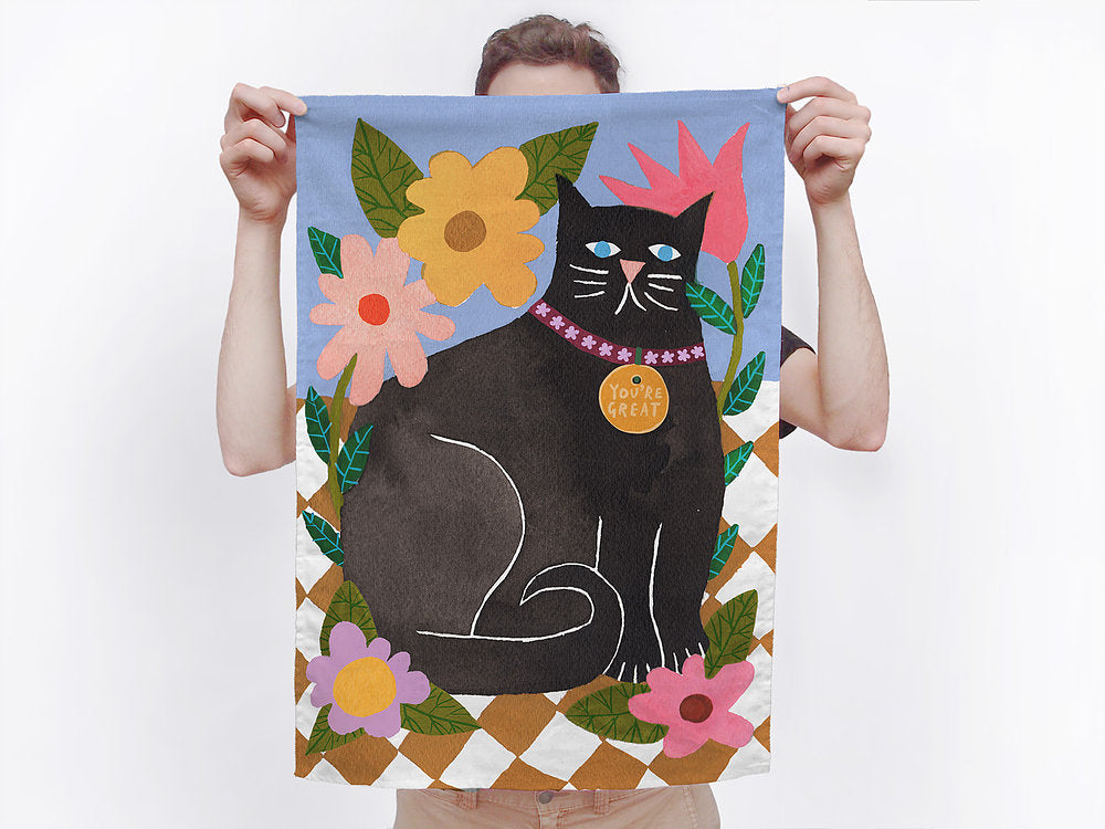 togetherness design -The You're Great illustration features an original Togetherness Design illustration printed onto a cotton/linen tea towel. This textile piece is great for hanging in your house as a piece of art or or adding a splash of colour to your kitchen.
