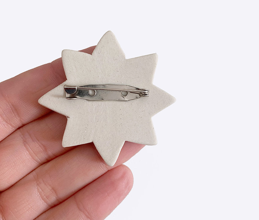 togetherness design-The Summer Sun brooch features a hand built ceramic piece that will add a touch of colour to your outfit. Features a silver metal clasp on the reverse. As every ceramic piece has been made by hand they are each unique and may slightly differ from pictures in terms of shape and colour